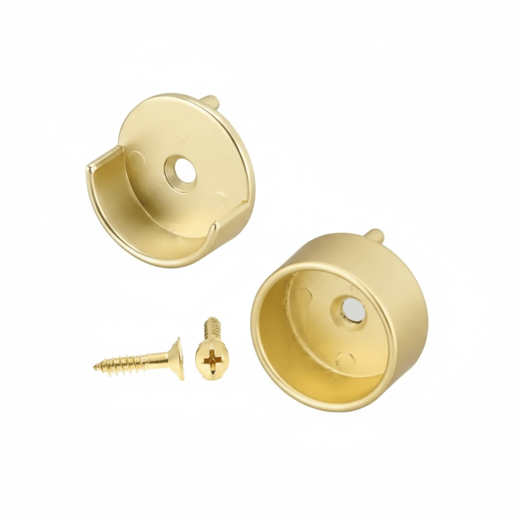 1 Pair Round 1 - 5/16" Wardrobe Closet Rod Metal End Supports - Open & Closed - KI Home