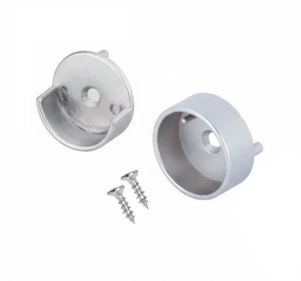 1 Pair Round 1 - 5/16" Wardrobe Closet Rod Metal End Supports - Open & Closed - KI Home