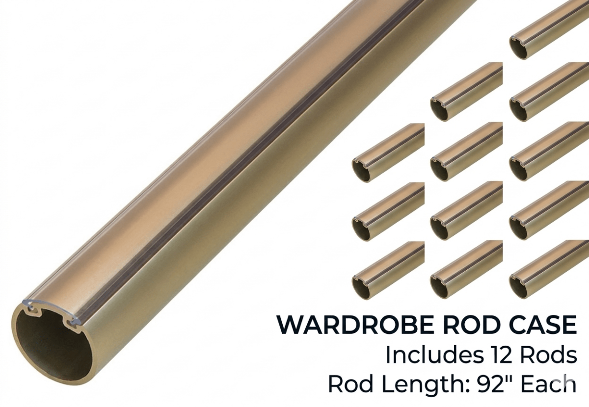 12 - Case ProPack (92" Long) TAG Hardware Premium Elite 1 - 5/16" Round Wardrobe Closet Rods - Aluminum Hanging Rails - KI Home
