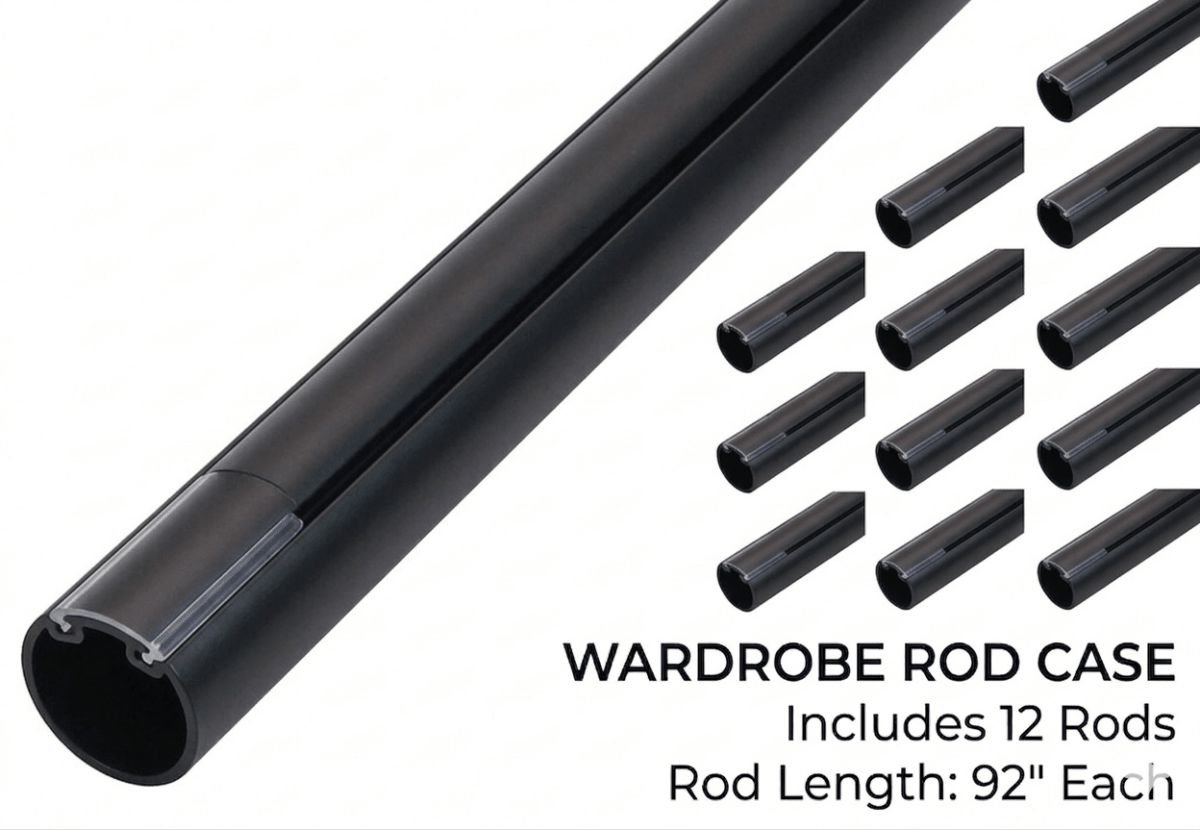 12 - Case ProPack (92" Long) TAG Hardware Premium Elite 1 - 5/16" Round Wardrobe Closet Rods - Aluminum Hanging Rails - KI Home