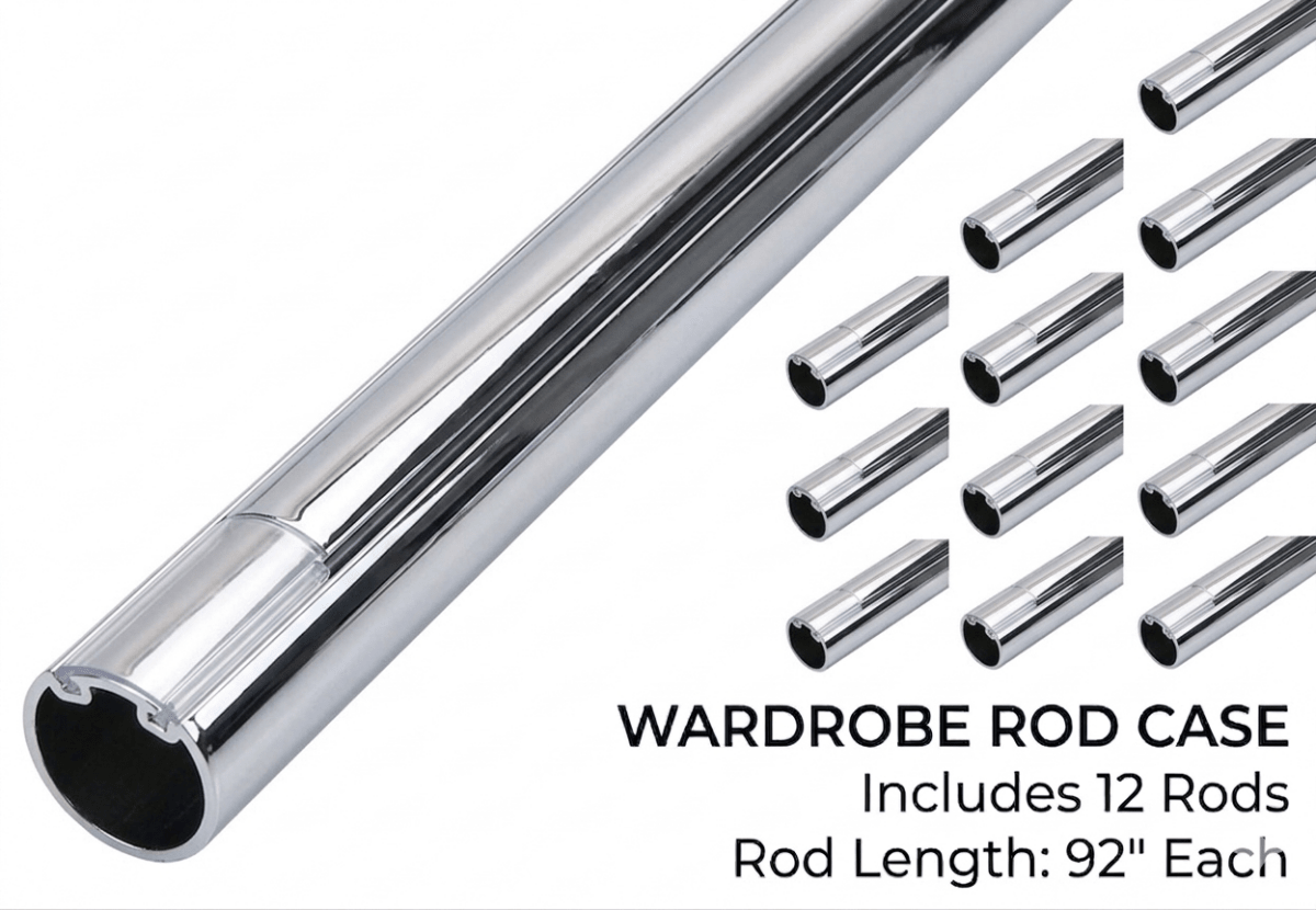 12 - Case ProPack (92" Long) TAG Hardware Premium Elite 1 - 5/16" Round Wardrobe Closet Rods - Aluminum Hanging Rails - KI Home