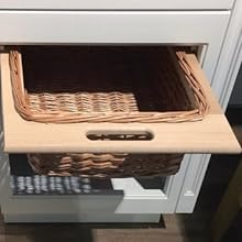 Hand-Woven Pull-Out Wicker Basket with Beech Wood Handles and Runners Made in Poland