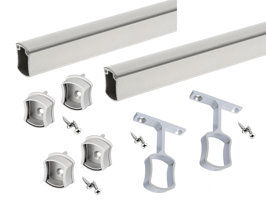 2 - Case Pack 8ft (96") Premium Hourglass Closet Wardrobe Hanging Rods with 4 End and 2 Center Supports - KI Home