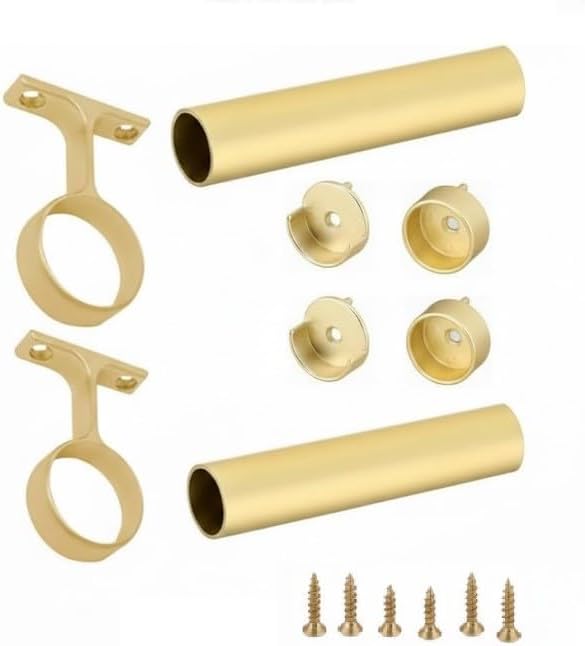 2 - Case Pack 96 - inches Long Round Wardrobe Closet Rods with End Caps and Center Supports - KI Home