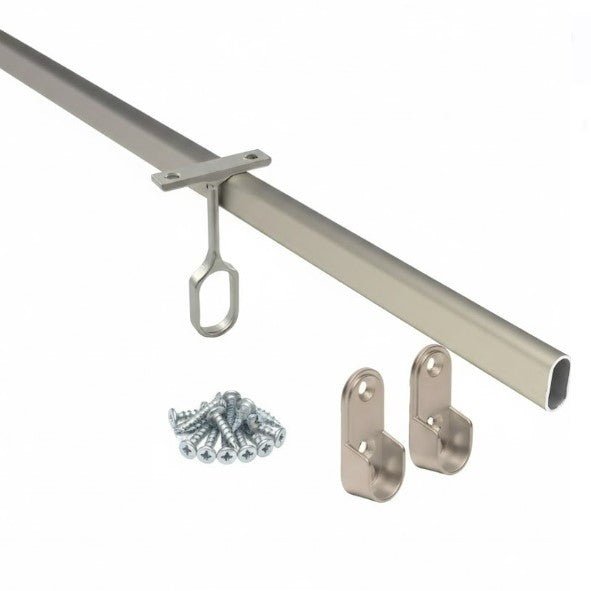 2 - Case ProPack 8ft (96") Oval Closet Wardrobe Rods with 4 End and 2 Center Supports - KI Home