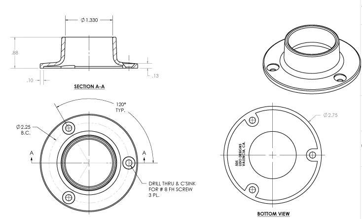 2 - Pack Premium 1 - 5/16" Round Closet Flange Set – Open & Closed End Caps with Screws - KI Home
