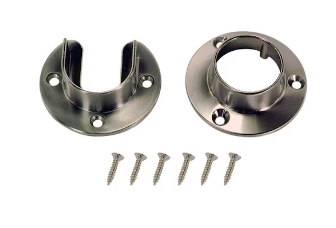 2 - Pack Premium 1 - 5/16" Round Closet Flange Set – Open & Closed End Caps with Screws - KI Home