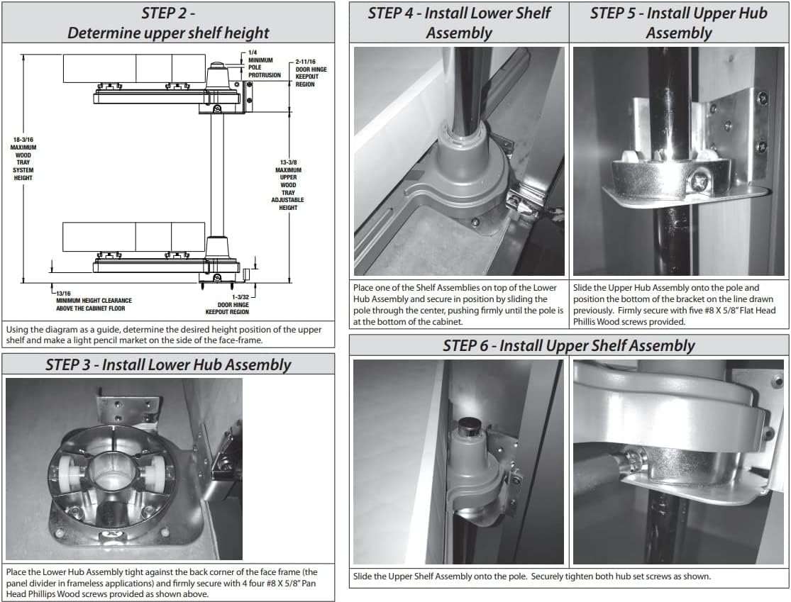 2 - Shelf Half Moon Pivoting and Sliding Lazy Susan with Independently Rotating Plastic Shelves for Blind Corner Base Cabinets - KI Home