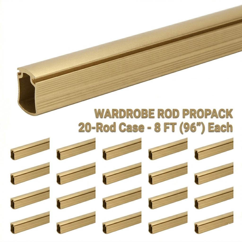 20 - Case ProPack 8ft (96") Premium Hourglass Closet Wardrobe Hanging Rods with Protective Caps - KI Home