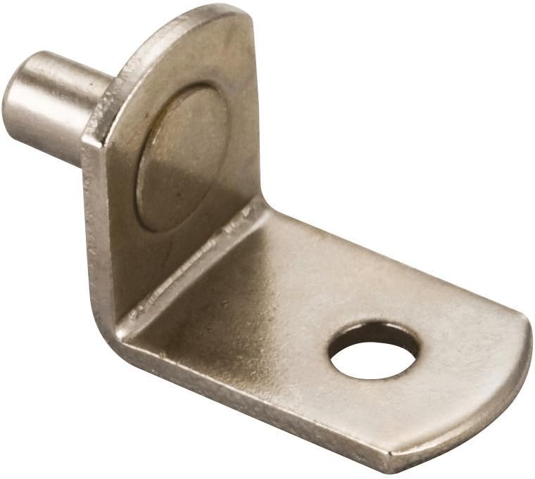20 - Pack 5mm Angle Solid Steel Shelf Supports with 1/8" Hole Bright Nickel - KI Home