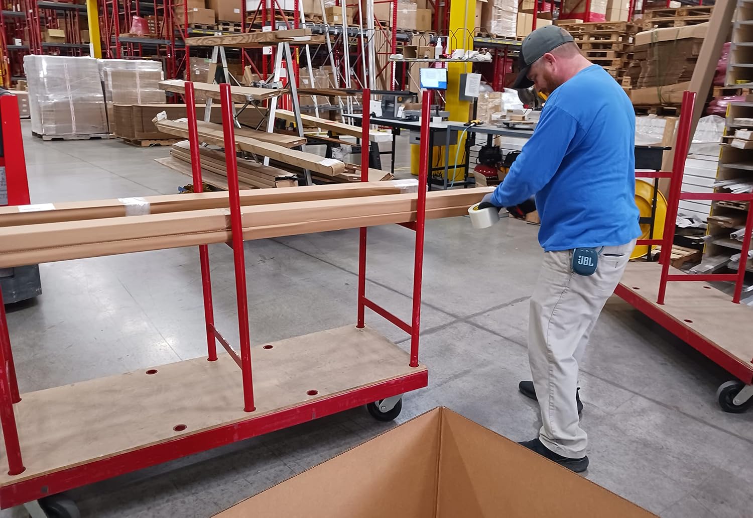 2000 Lbs. Capacity Heavy Duty Steel Construction Material Handling Lateral Cart - KI Home