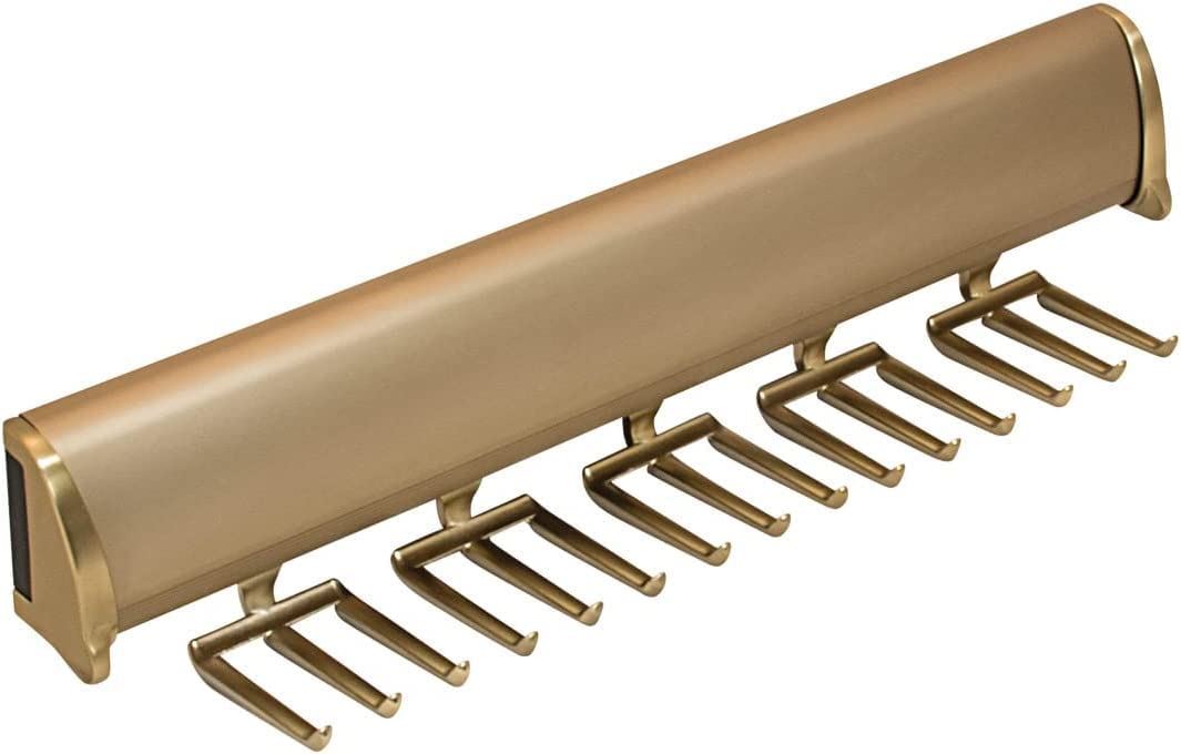 TAG Hardware Designer 15-Hook Tie Rack Closet Organizer with 11.75 Inch Extension