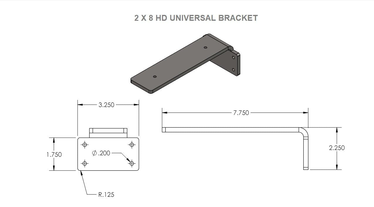 2x8" Heavy - Duty Hidden Floating Steel Shelf Bracket (US - Made) - KI Home