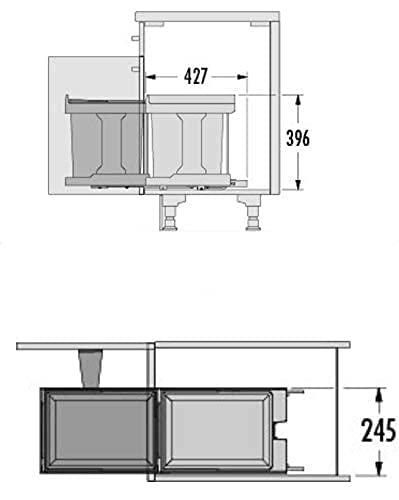 Hailo Solo 20 Liters (21.1 qrt) Low Height Pullout Trash Can System with Fixed Lid Made in Germany