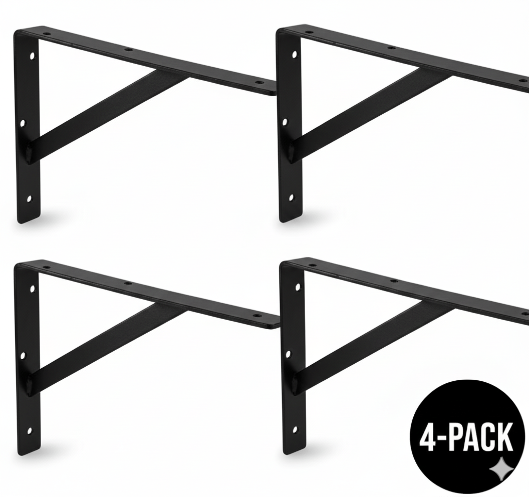 4 - Case Pack Super - Duty Steel L - Brackets – 1200 lbs Capacity for Heavy - Duty Shelving & Workstations - KI Home