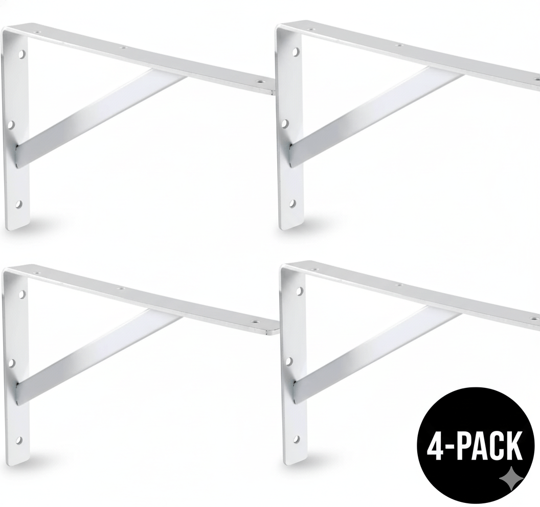 4 - Case Pack Super - Duty Steel L - Brackets – 1200 lbs Capacity for Heavy - Duty Shelving & Workstations - KI Home