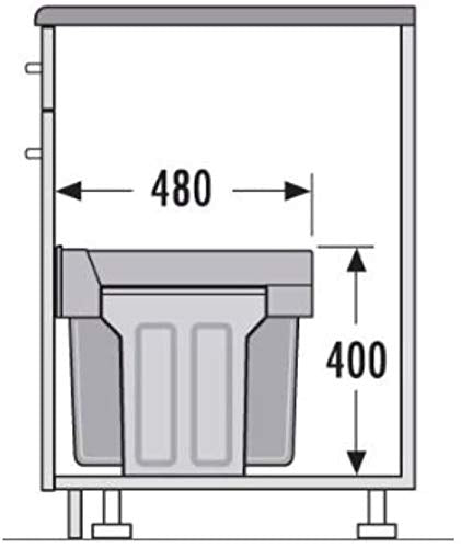 Hailo Tandem 30 Liters Pullout Bottom Mount Double Bin Trash System with Over Travel Slides Made in Germany