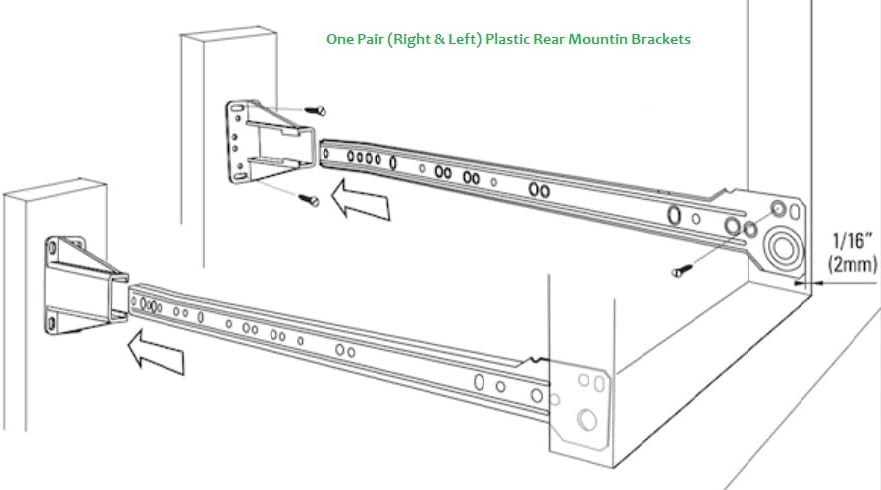 2-Pack White Drawer Slide Rear Socket Blum Euro Cabinet Drawer Slides, Right & Left