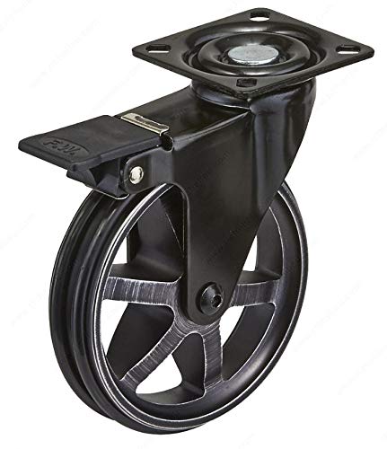4-ProPack Heavy-Duty Rustic Iron Caster Swivel Wheels with Brakes for Furniture, Industrial, and DIY Projects