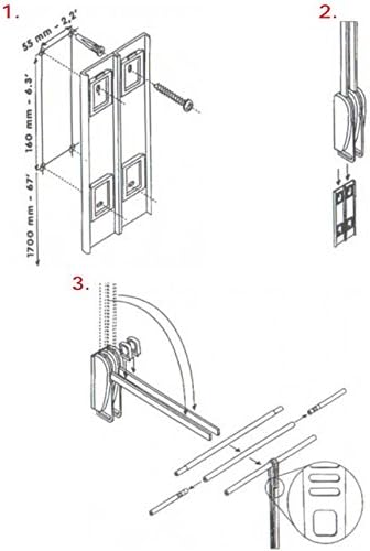 Servetto ClosetPro Central Wall-Mounted Wardrobe Lift Expanding 25 9/16" - 45 1/4" Steel Tubing 22 lb Weight capacity