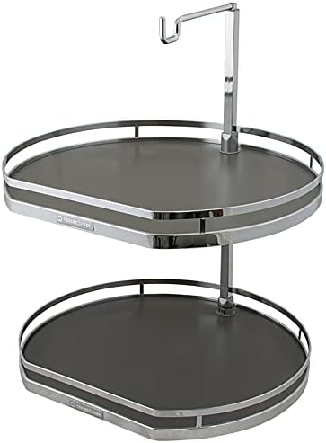 Kessebohmer Twister D-Shaped Nonslip 2 or 3-Shelf Revolving Lazy Susan Set for Upper Wall Corner Cabinets Height 25 15/16" – 30 1/2"