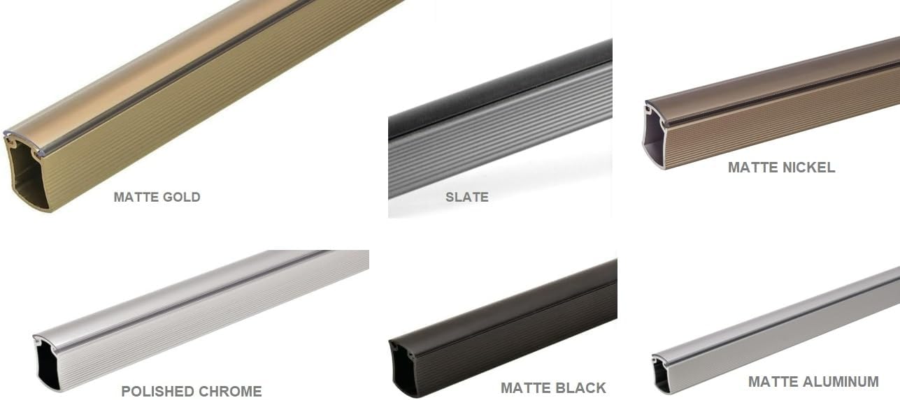 TAG Hardware Premium Concave Wardrobe Closet Rod with End Supports and Protective Cap 18 inches to 92 inches Lengths