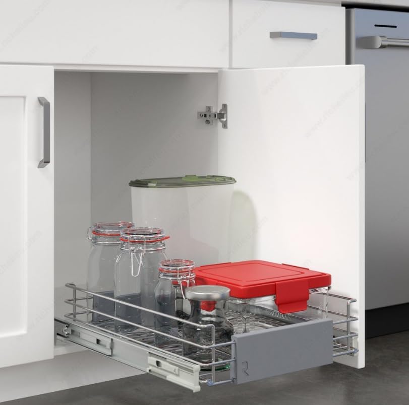 Heavy-Duty Steel Adjustable Pullout Wire Basket Pots, Pans, Lid Cookware, Pantry Cabinet Organizer