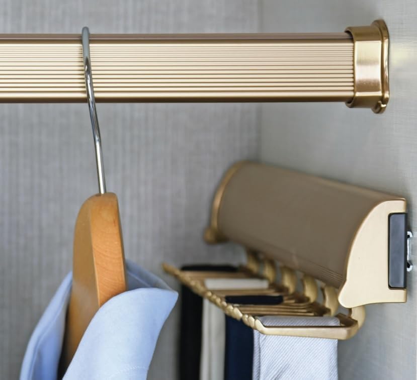 Custom Cut-to-Size Concave Closet Rod | Made-to-Order Wardrobe Hanging Rod with Supports