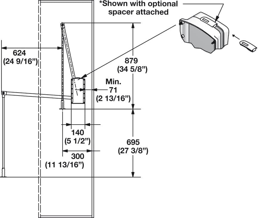 Hafele Heavy-Duty Pull Down Wardrobe Closet Rod Lift - 33 LB Load Capacity in White, Chrome, or Black