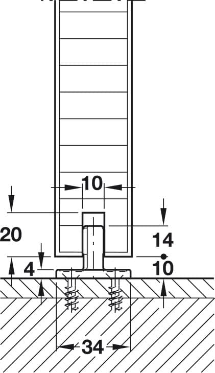 HAWA Junior 40/Z Single 88 Lb. Sliding Door Hardware Fitting Set Top Hung System with Upper Track 4' 7 1/8" up to 6' 6 3/4"
