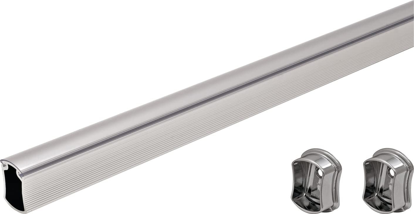 Custom Cut-to-Size Concave Closet Rod | Made-to-Order Wardrobe Hanging Rod with Supports