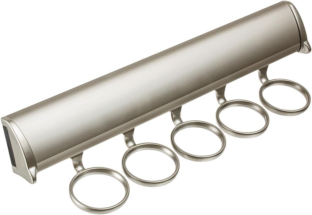 TAG Hardware Premium 5-Ring Full Extension Pullout Closet Wardrobe Scarf Rack
