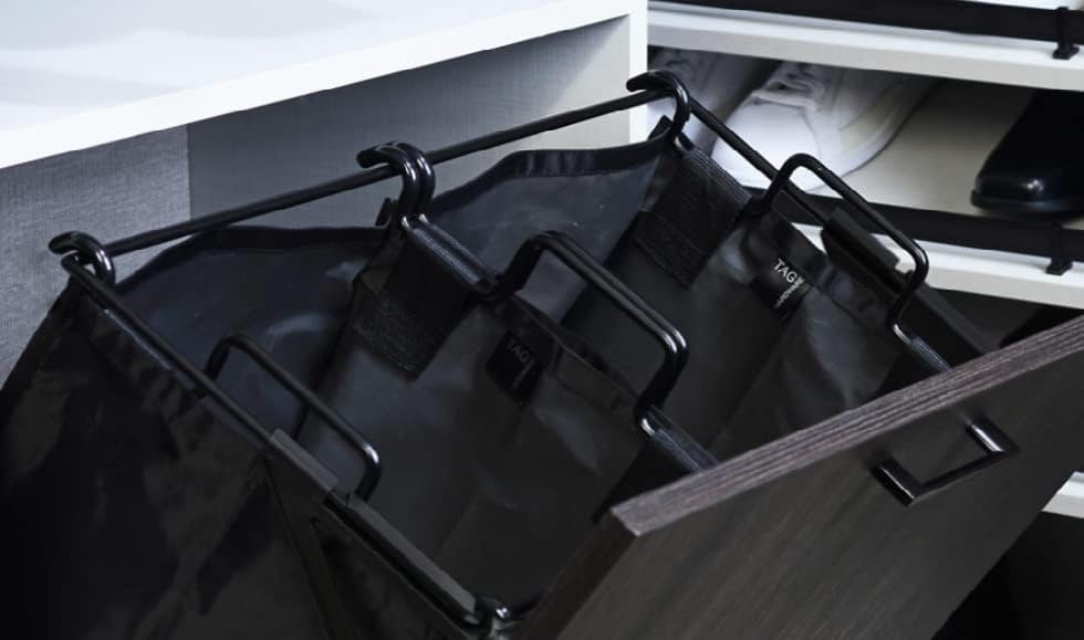 TAG Hardware Set of 2 Black Steel Hamper Replacement Handles with Non-Slip Rubber End Caps
