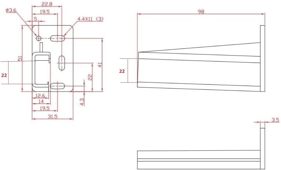 One Pair HR9000RL Rear Drawer Track Socket Mounting Back Plates Brackets, Plastic, White - Sold in Pair (Left and Right)