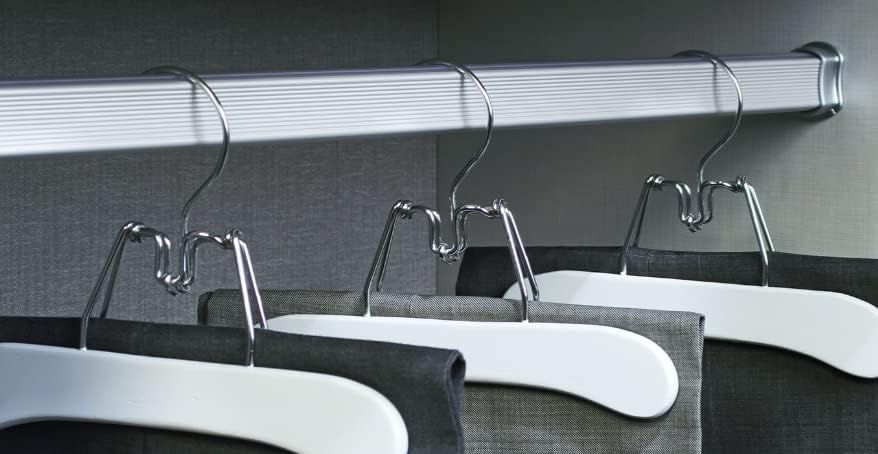 TAG Hardware Premium Concave Wardrobe Closet Rod with End Supports and Protective Cap 18 inches to 92 inches Lengths