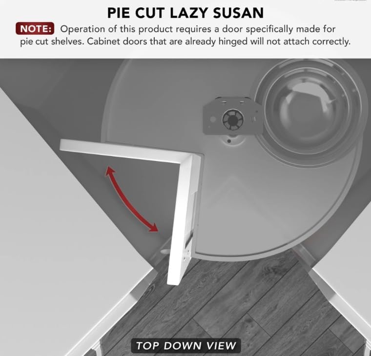 Vauth-Sagel Pie-Cut Door-Mounted Polymer 2-Shelf White Lazy Susan for Diagonal Corner Base Cabinets