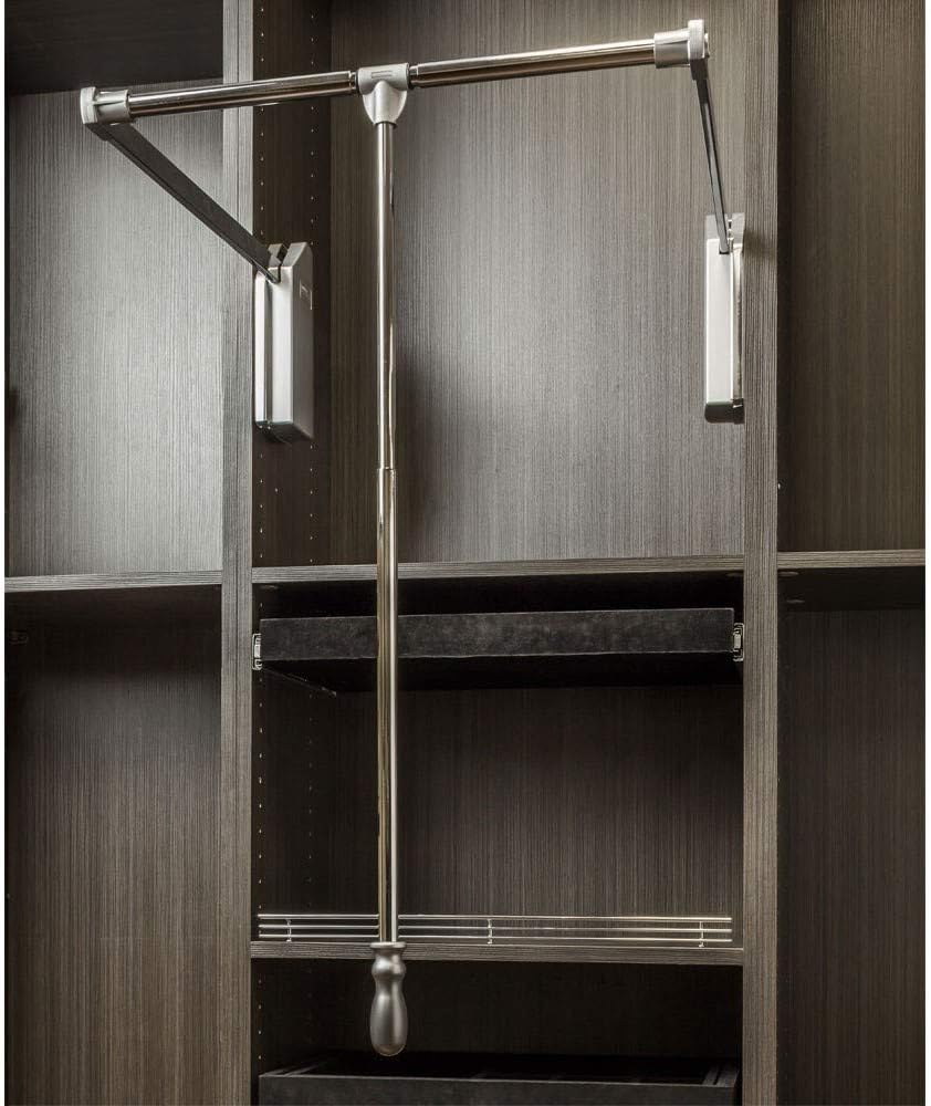 Hardware Resources 45 LB Weight Capacity Soft-Close Heavy-Duty Steel Closet Side-Mounted Wardrobe Lift with Adjustable Width