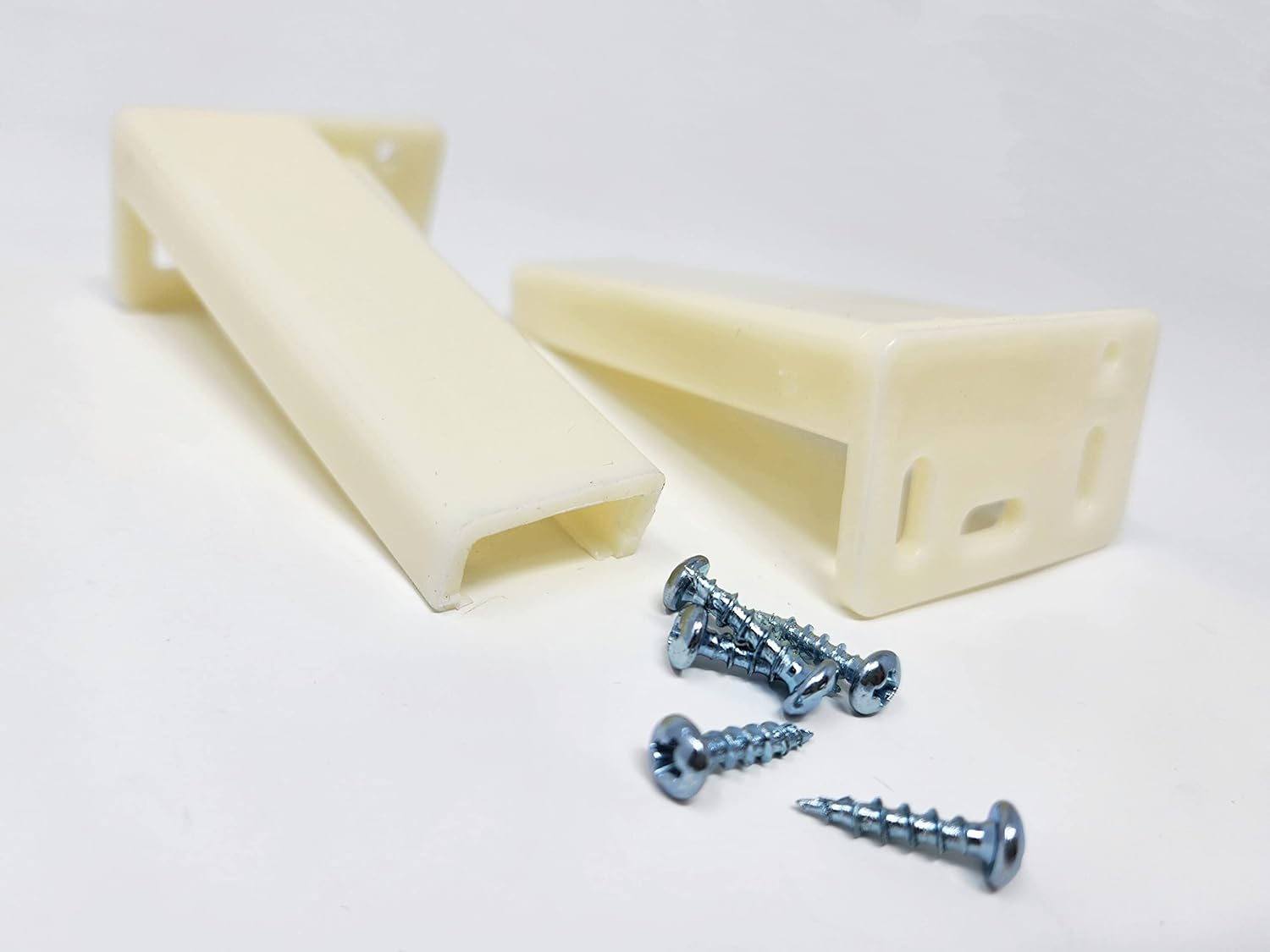 One Pair HR9000RL Rear Drawer Track Socket Mounting Back Plates Brackets, Plastic, White - Sold in Pair (Left and Right)