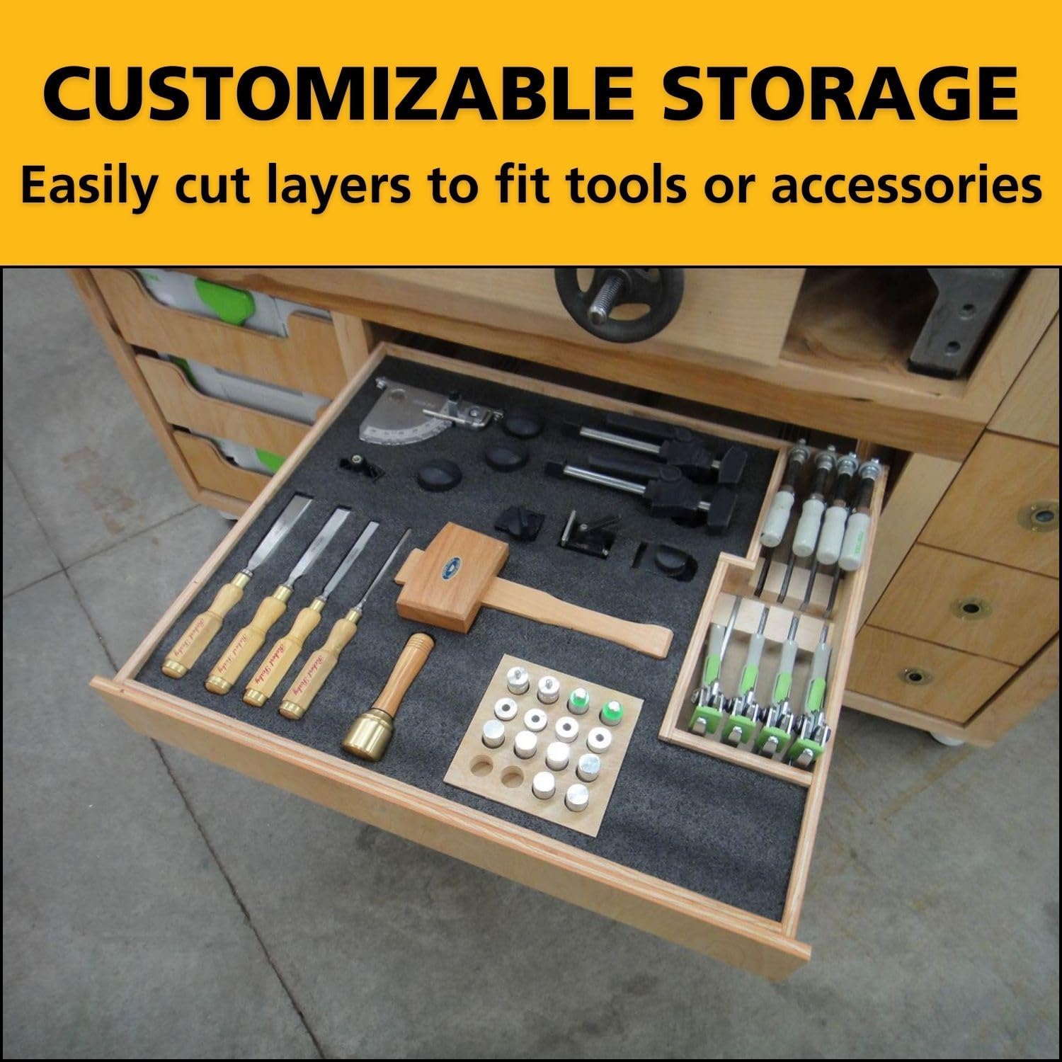 2-Pack Premium Kaizen Shaping Foam 2' x 4' Thick Sheets Workshop Tool Box Organizer Black