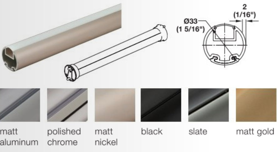 TAG Hardware ELITE Pole Patented Round End Caps for 1-5/16" Closet Rods – Premium Finishes