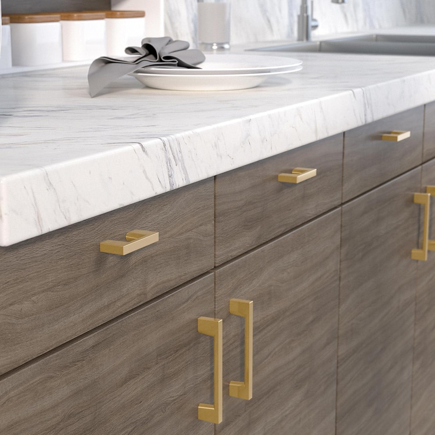 Richelieu Hardware 6-5/16 in. (160 mm) Center-to-Center Modern Cabinet Drawer Pull Champagne Bronze