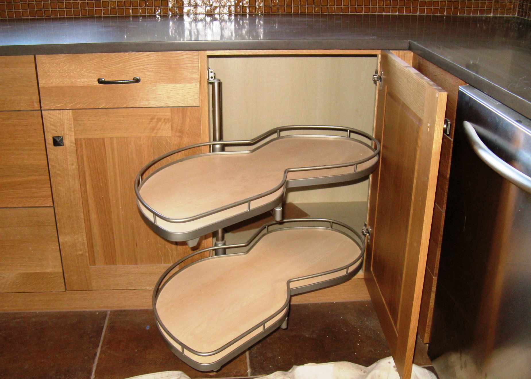 Lemans II Set 2-Shelf Lazy Susan with Soft-Close for Blind Base Corner Cabinets Champagne and Maple
