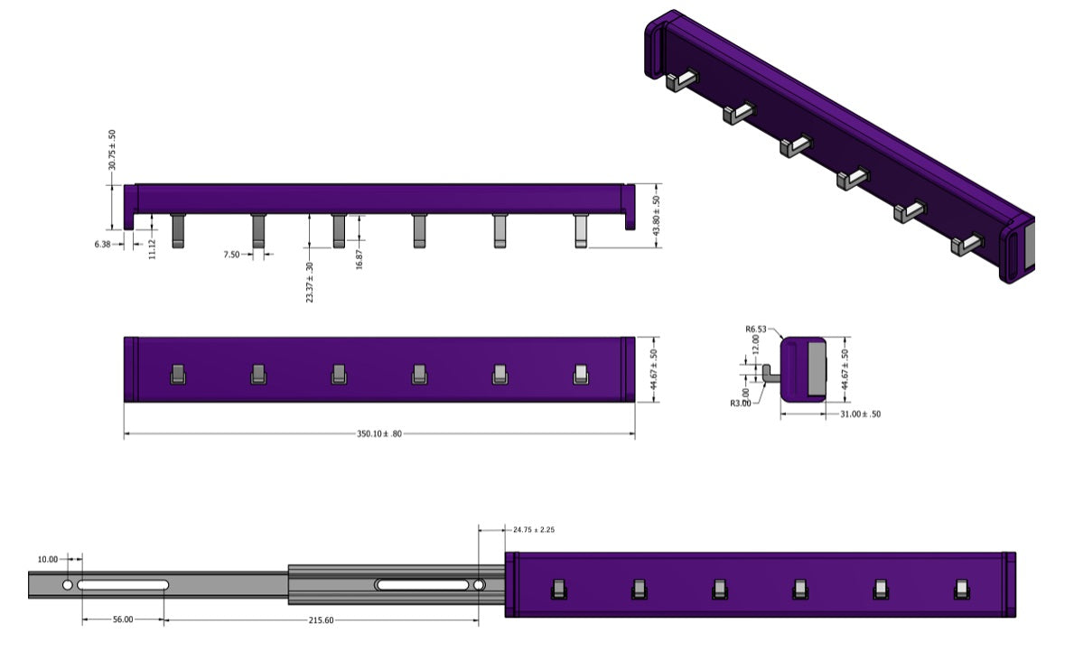 Richelieu 6-Hooks Designer Wardrobe Reversible Closet Belt Rack with 12 Inch Pullout Extension