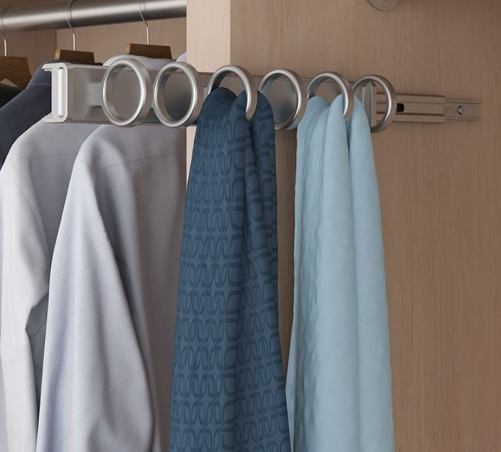Richelieu 6-Rings Designer Wardrobe Reversible Closet Scarf Rack with Pullout Extension