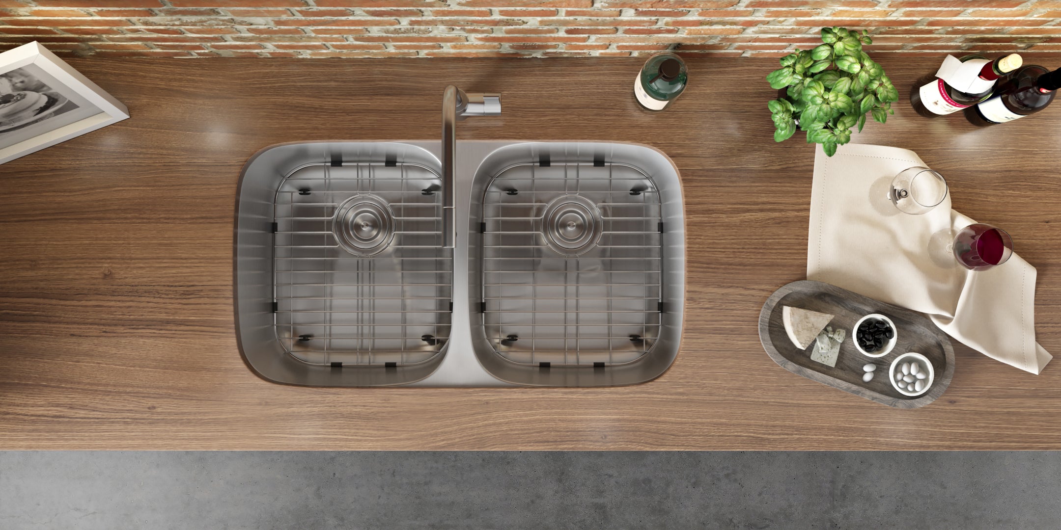 Ruvati Parmi 32-inch Undermount 50/50 Double Bowl 16 Gauge Stainless Steel Kitchen Sink – RVM4300