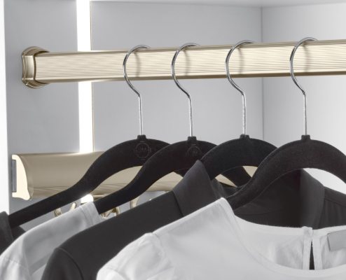 Custom Cut-to-Size Concave Closet Rod | Made-to-Order Wardrobe Hanging Rod with Supports