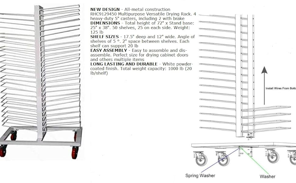 All - Metal Heavy - Duty Construction Multipurpose Versatile Material Handling Rack with 5 Inch Wheels - KI Home