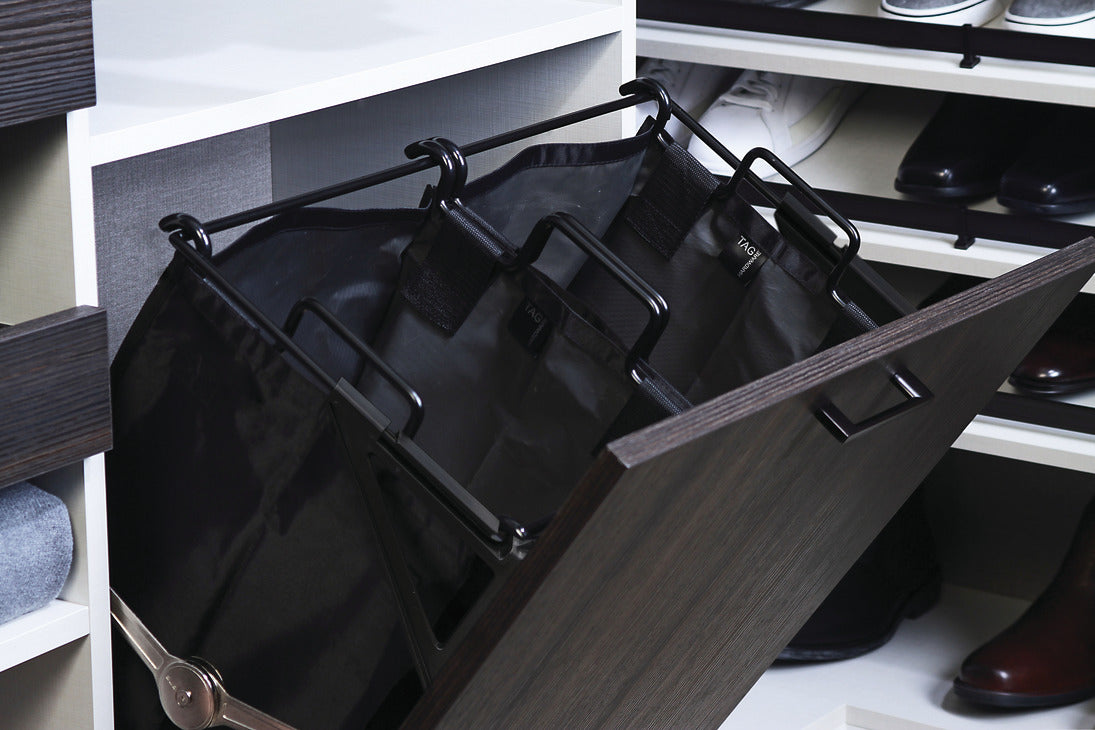 TAG Hardware Premium Tilt-Out Hamper with Removable Black Nylon Bag(s) – Space-Saving Laundry Storage