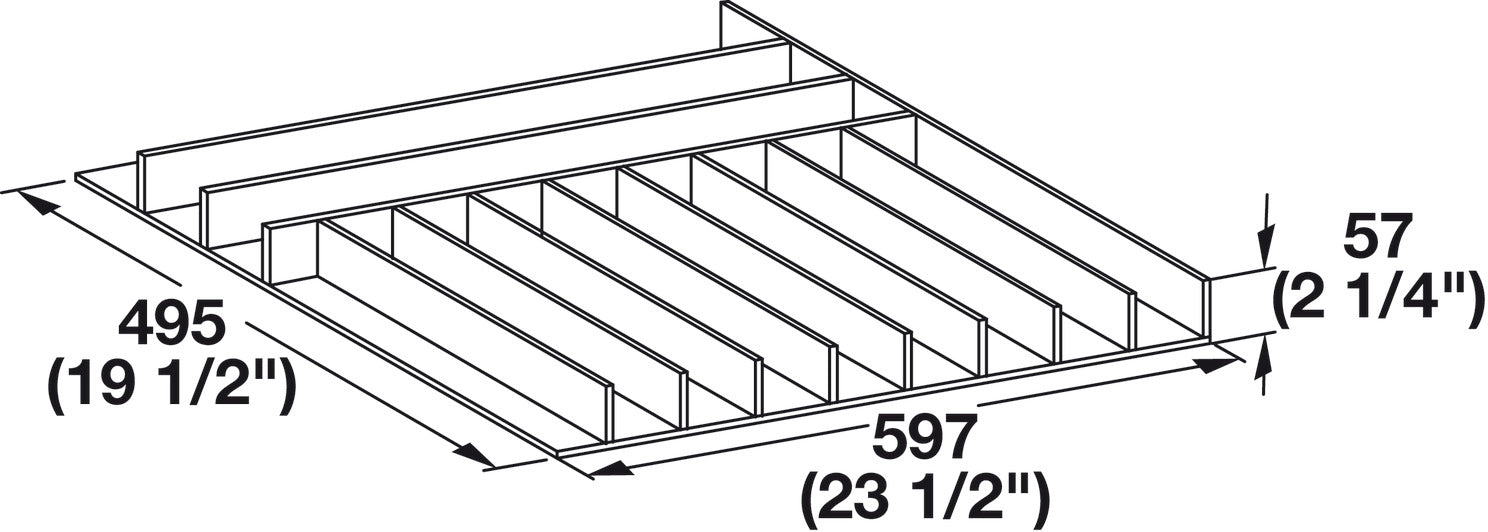 Cutlery Tray Drawer Insert – Birch, Trimmable, Two Width Options, Fits 19 - 1/2" Deep Cabinets - KI Home