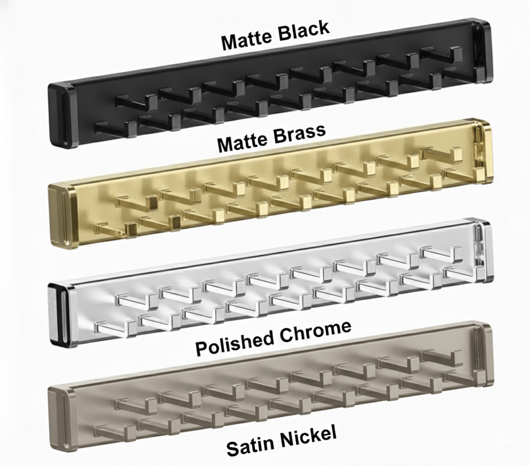 Designer Reversible Pullout Tie Rack | 15 or 17 Hooks | Premium Closet Organizer - KI Home